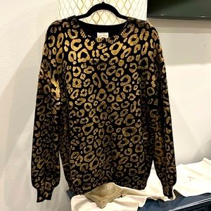 Leopard print black and gold sweater